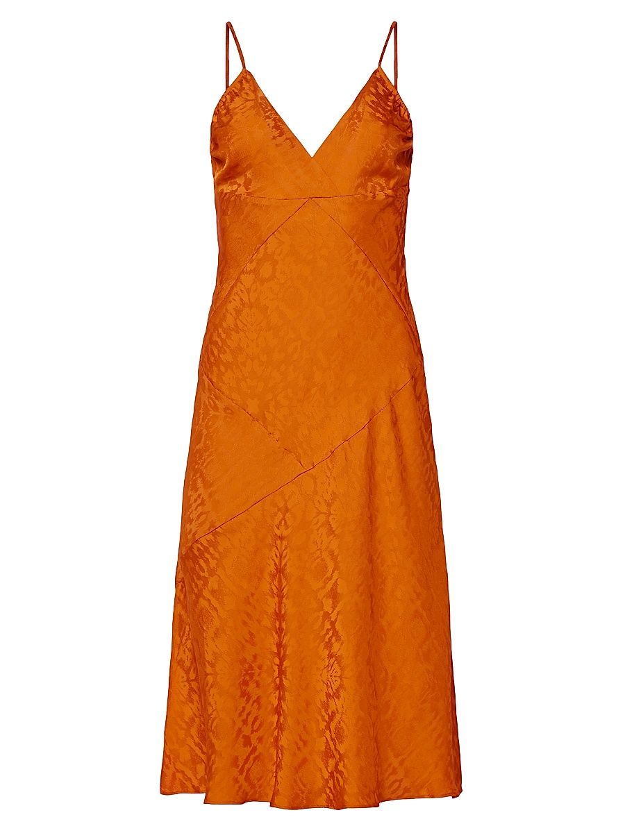Women's Leo Leopard Jacquard Bias Slip Dress - Autumn Maple - Size 4