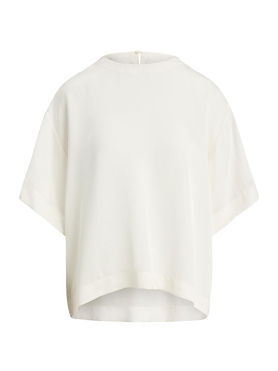 Women's Medium-Weight Satin T-Shirt - Cream - Size XL