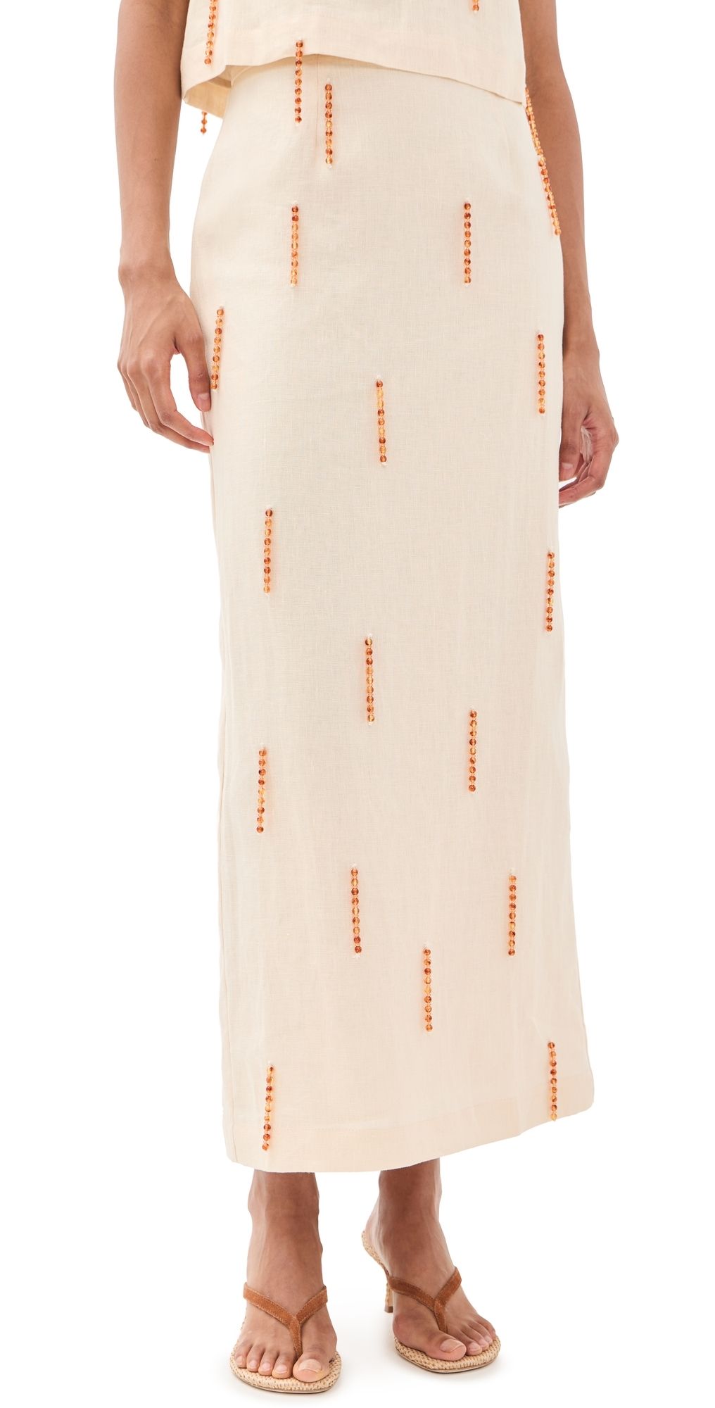 VRG GRL Devyn Linen Midi Skirt Cream L