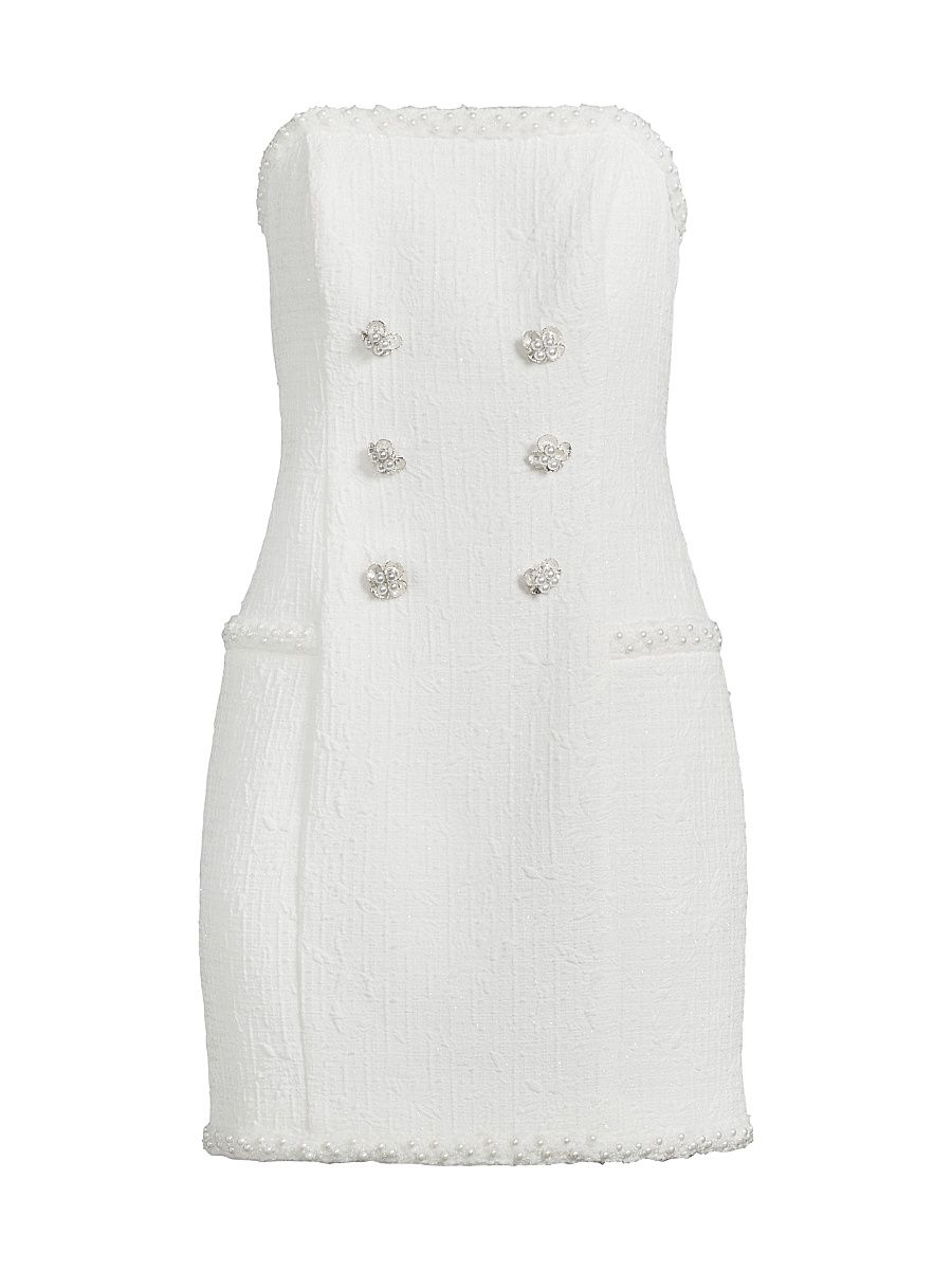 Women's Bouclé Jacquard Strapless Minidress - Ivory - Size 8