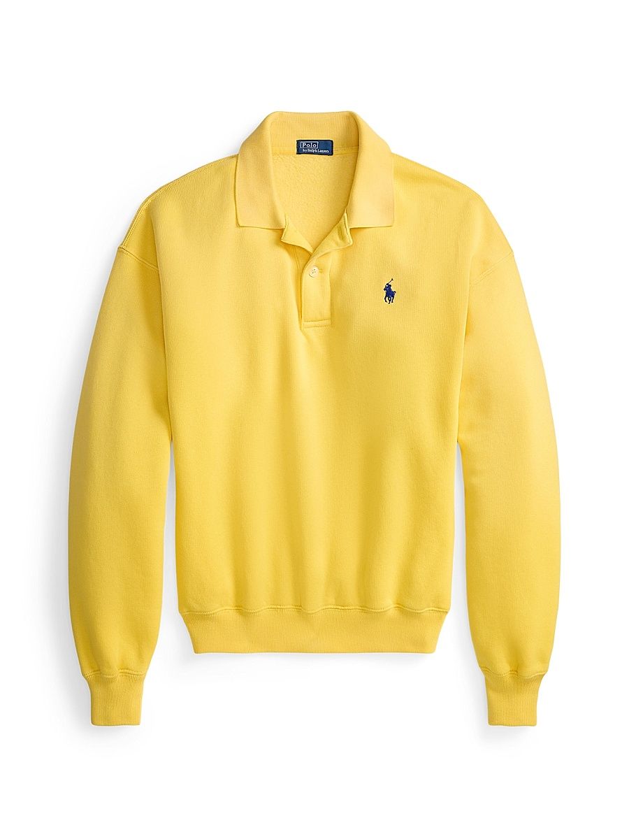 Women's Cotton-Blend Polo Sweatshirt - Collegiate Yellow - Size XS