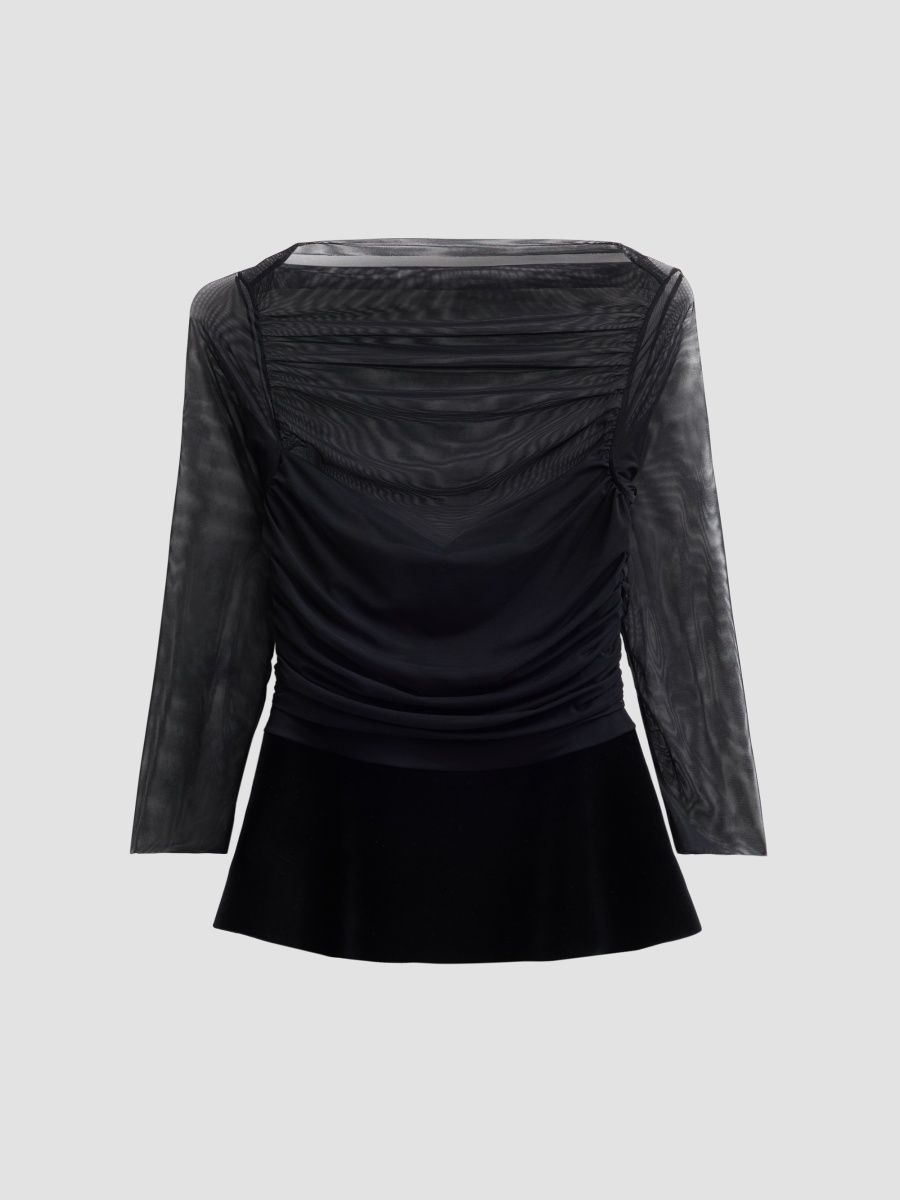 Chiara Boni La Petite Robe Women's Mausi Velvet Illusion Top - Black - Size 2
