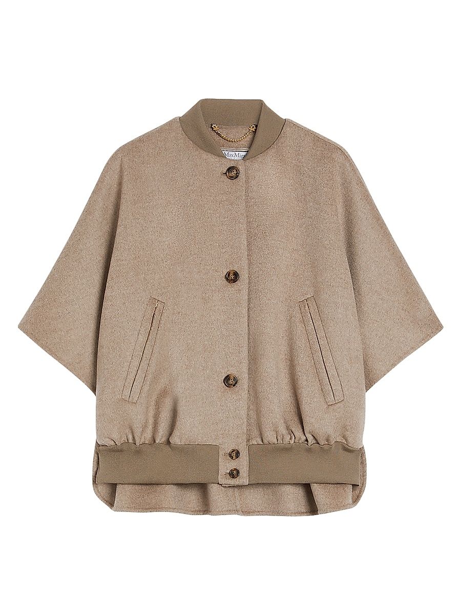Women's Leticia Cashmere Bomber Cape - Beige - Size Medium
