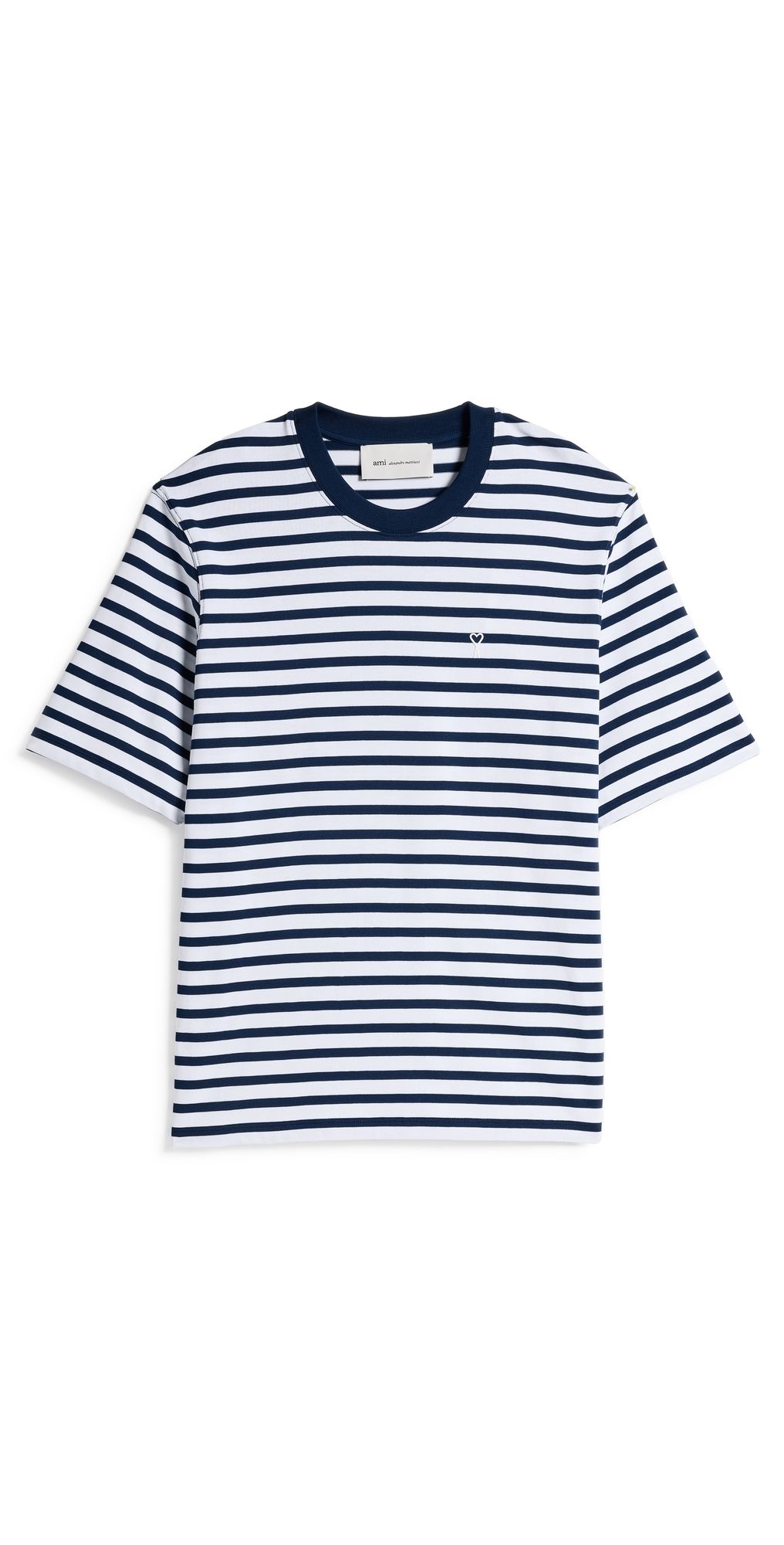 AMI Unisex Quota Boxy Mariniere Tee Encre/Blanc M