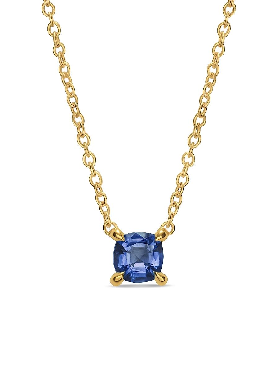 David Yurman Women's Micro Chatelaine Pendant Necklace in 18K Yellow Gold - Sapphire - Size 17