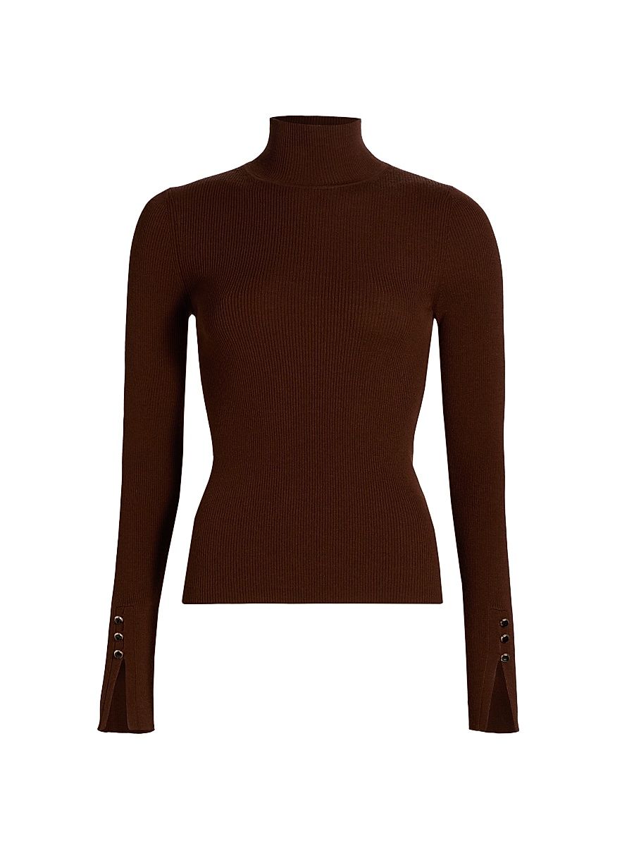 Women's Jett Wool Turtleneck Top - Brunette - Size XL