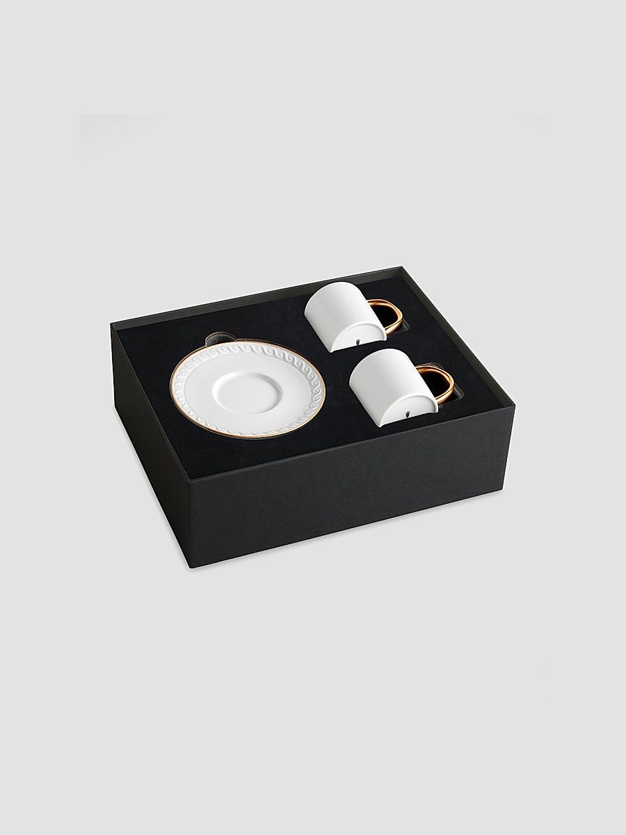 Neptune 4-Piece Porcelain & 24K Gold Espresso Cup & Saucer Set - White Gold
