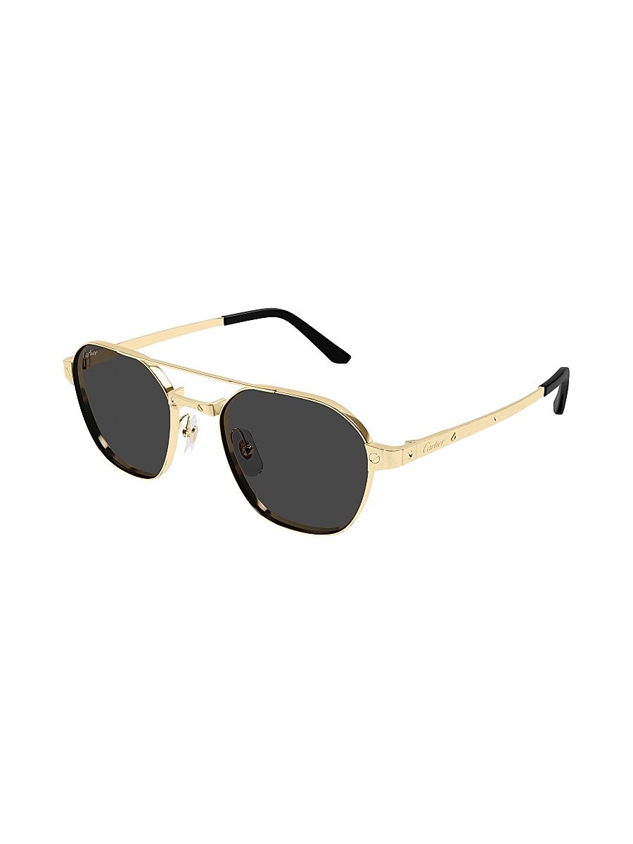 Men's Santos Classic 52MM Aviator Sunglasses - Gold Black