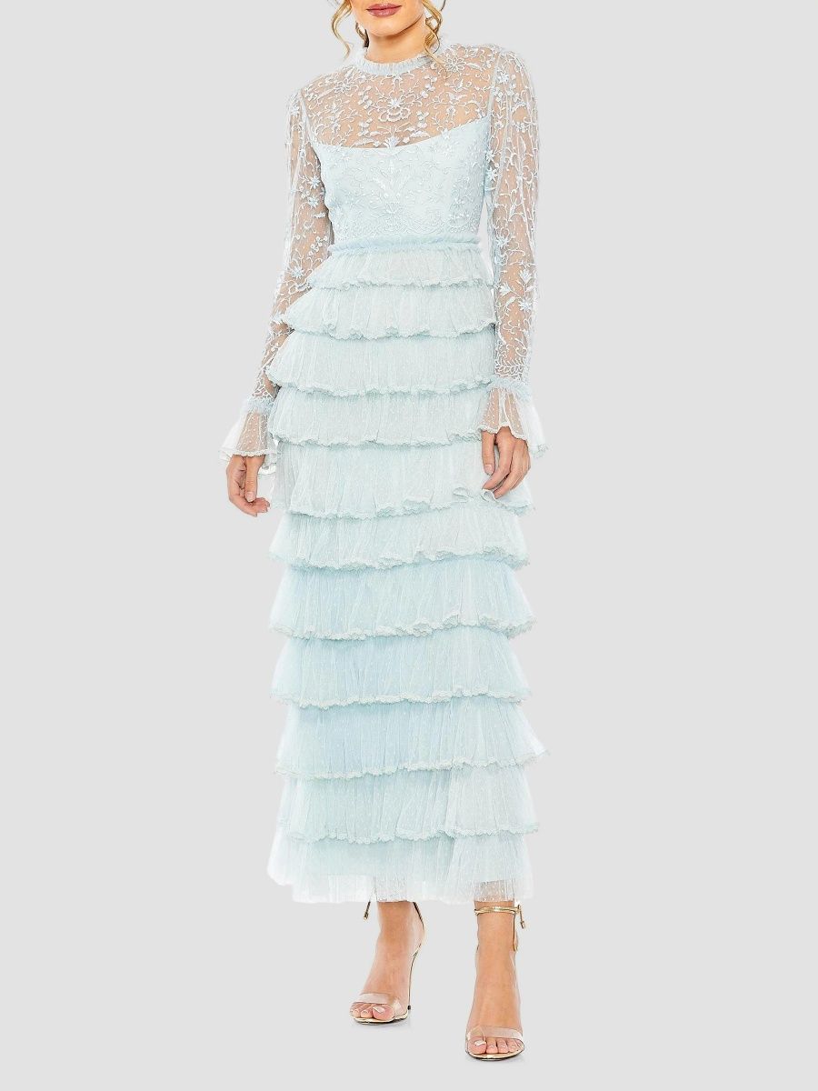 Mac Duggal Women's Embroidered Tiered Gown - Seafoam - Size 16