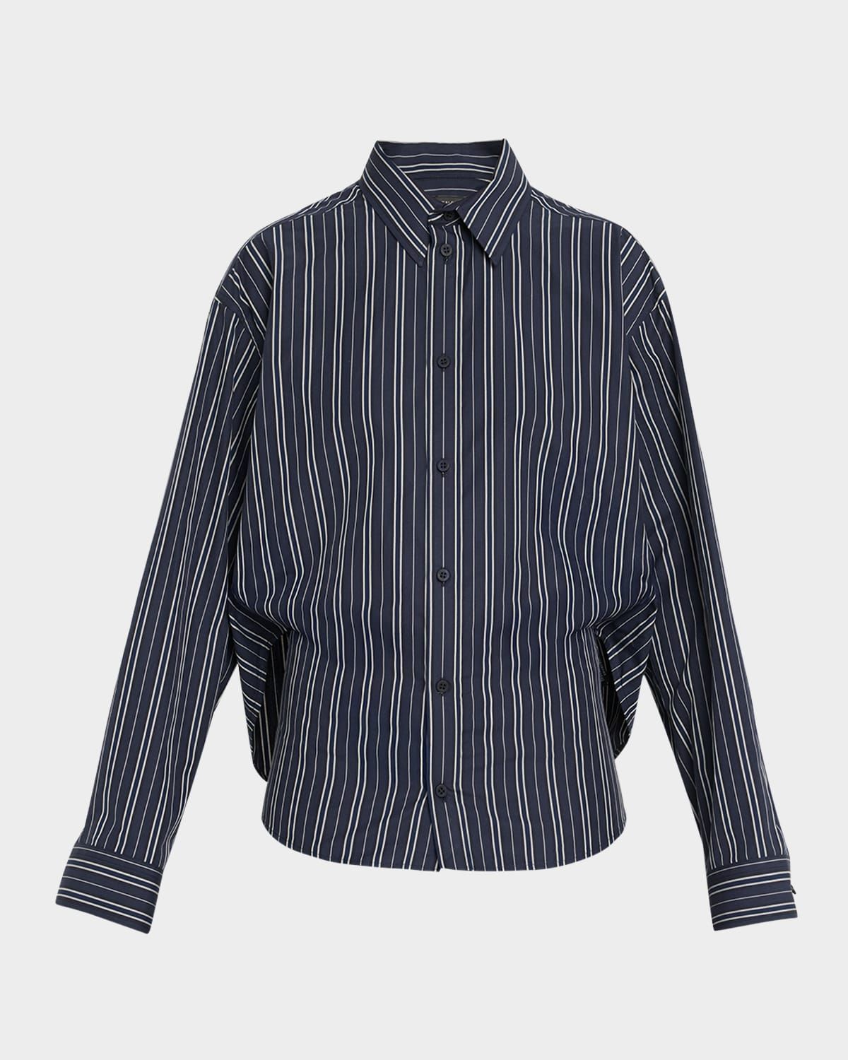 Semi-Fitted Striped Button-Down Shirt