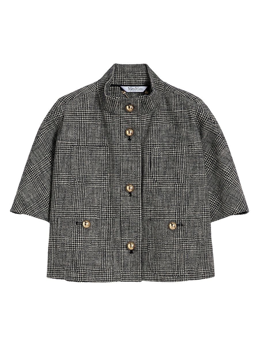 Women's Patterned Cotton Cloak - Black - Size Medium