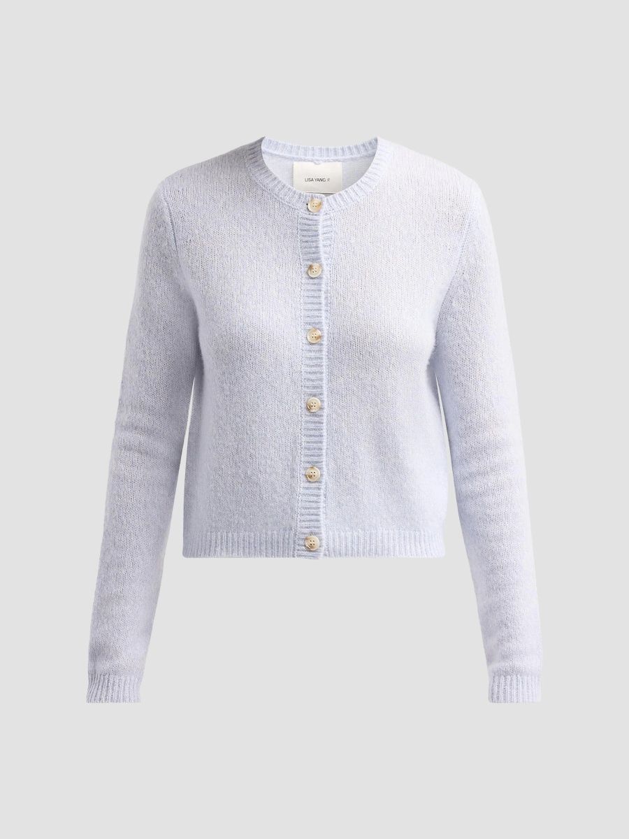 Lisa Yang Women's Cashmere-Silk Cardigan - Sea Breeze - Size Medium