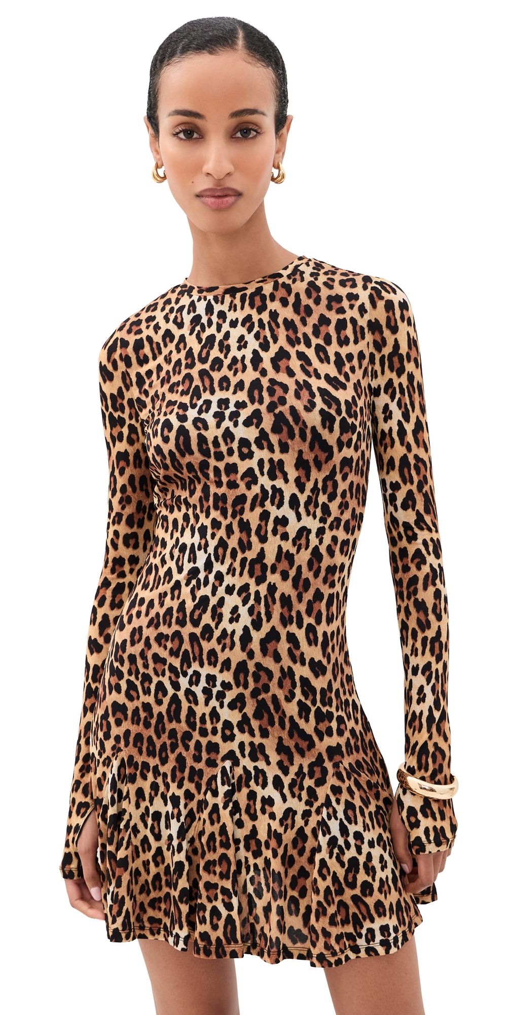 ALICE + OLIVIA Wendy Fit and Flare Godet Mini Dress Spotted Leopard 2