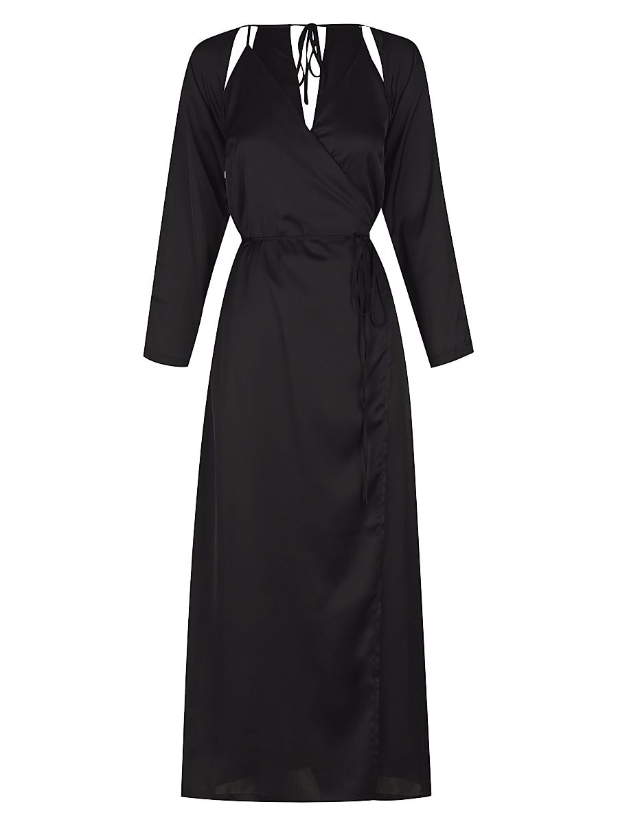 Women's Geneva Satin Dress - Black - Size Medium