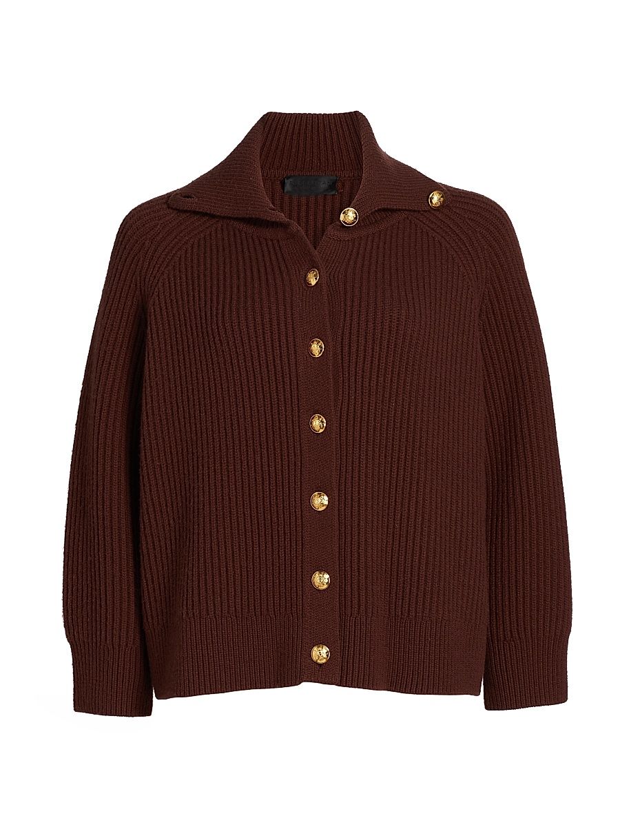 Women's Deryl Cashmere Cardigan - Dark Rust - Size Large