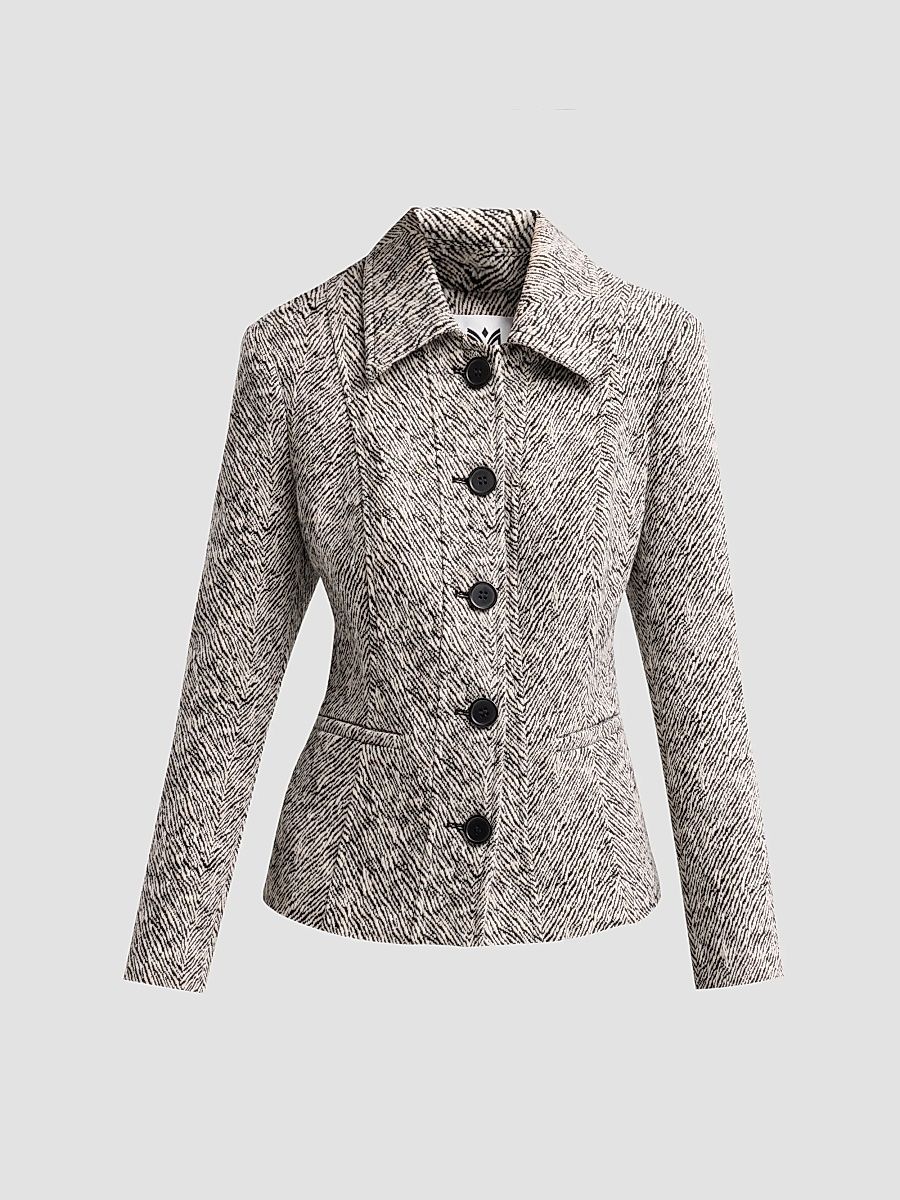 Women's Esme Herringbone Structured Jacket - Grey - Size 10