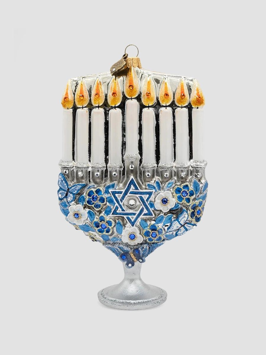 Jay Strongwater Glowing Menorah Ornament - Multi