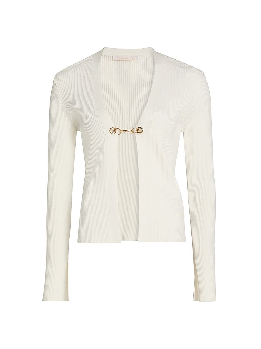 Women's Chloe Ribbed Cardigan - Ivory - Size Large