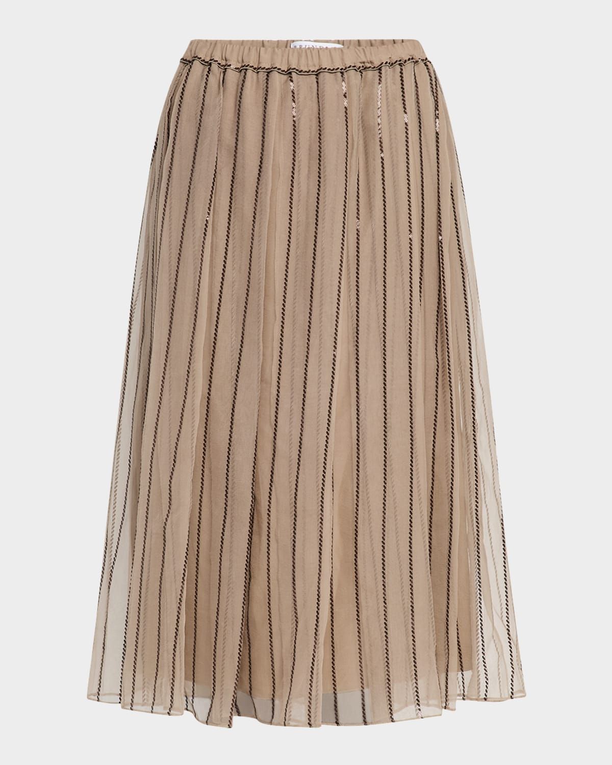 Regimental Paillette Crispy Silk Chiffon Midi Skirt