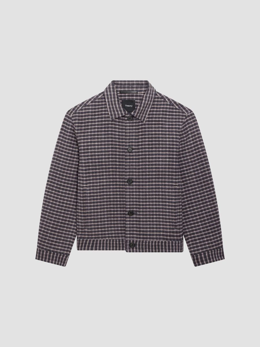Theory Men's Check Double-Face Jacket - Classic Brown Multi - Size Small