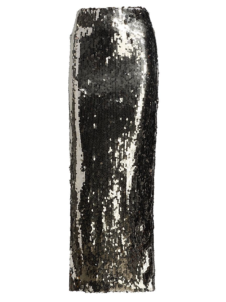 Women's Re-Edition Sequined Stretch Pencil Midi-Skirt - Silver - Size 12