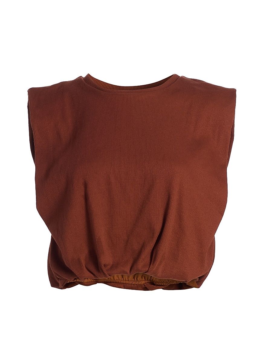Women's Muraya Gathered Sleeveless T-Shirt - Mocca - Size XS