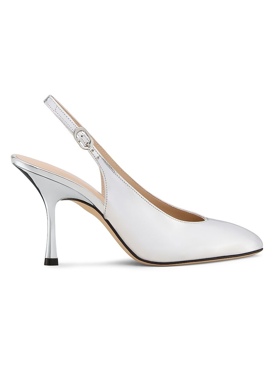 Women's Madison 85MM Slingback Stiletto Pumps - Silver - Size 9