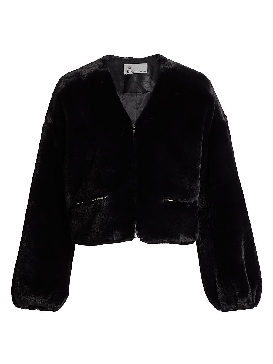 Women's Neptune Faux Fur Zip-Front Jacket - Black - Size Large