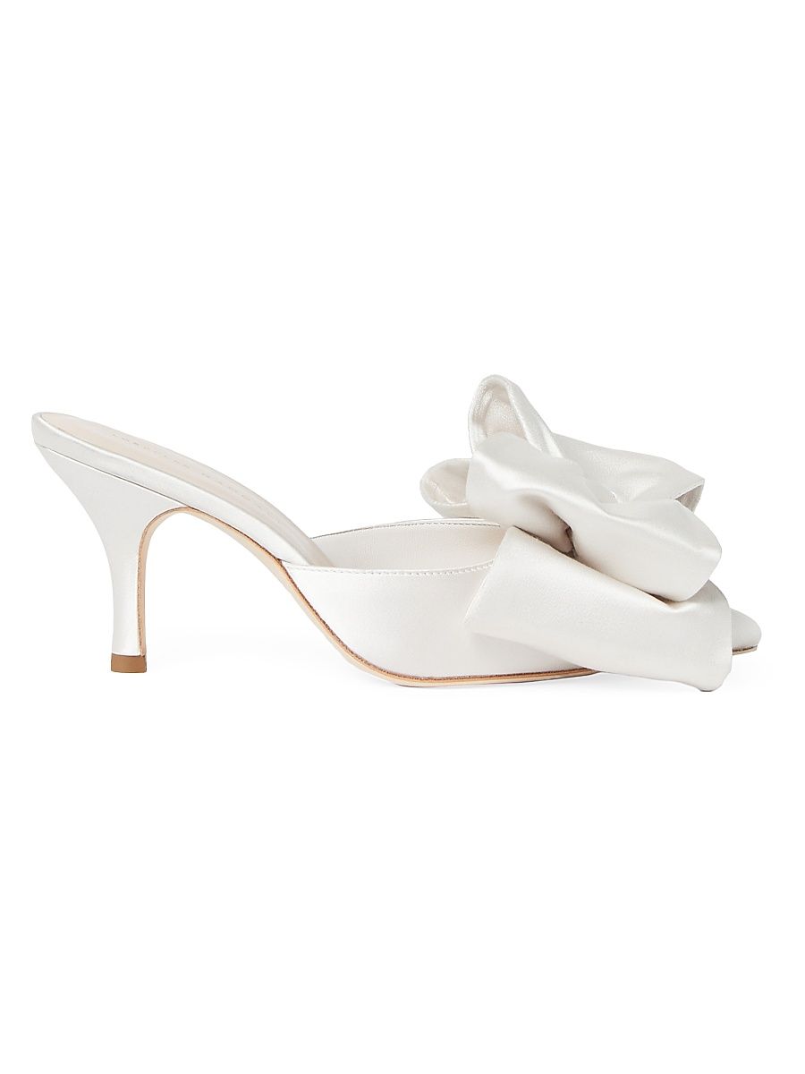 Women's Margot 80MM Bow-Detailed Satin Mules - Cream - Size 5