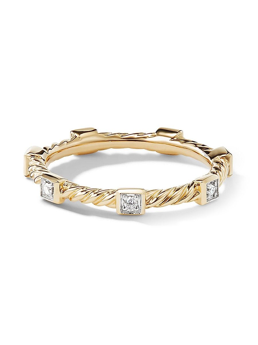 Women's Cable Collectibles Stack Ring in 18K Yellow Gold - Diamond - Size 10