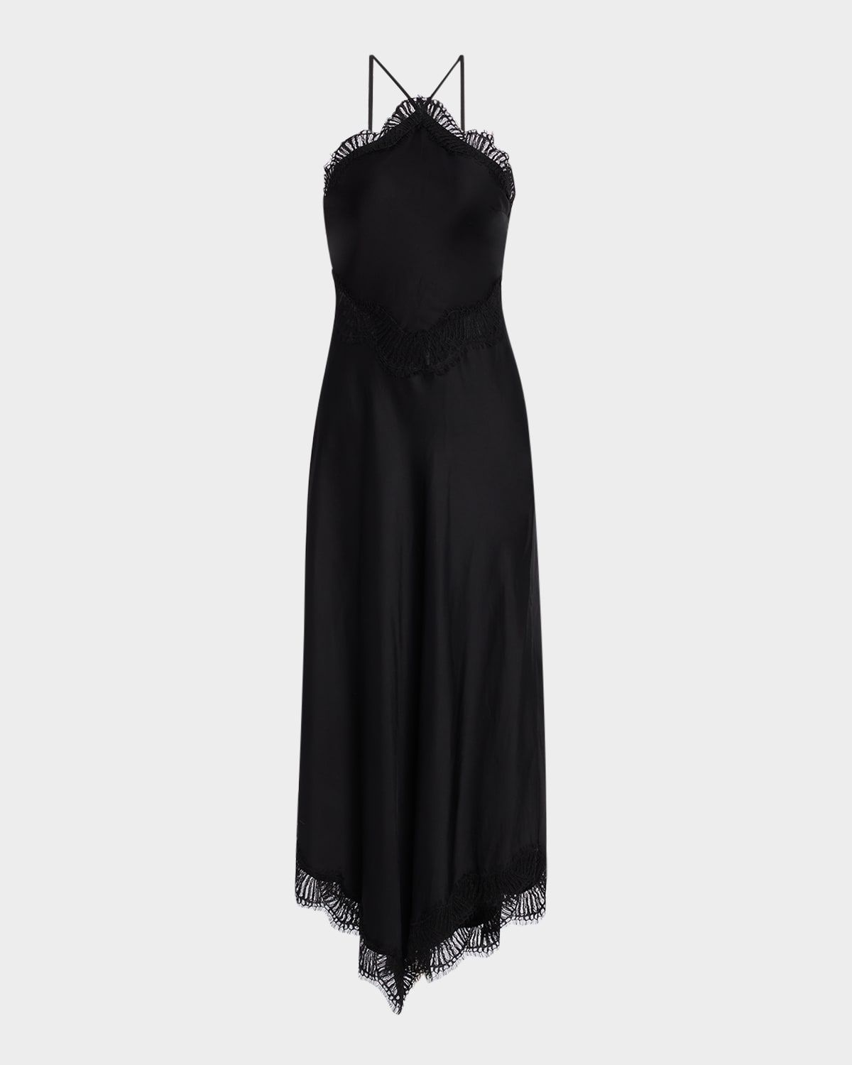 Lucia Lace Satin Halter Midi Dress