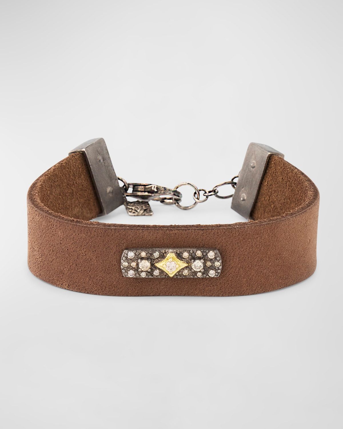 Diamond Pave Bar Leather Bracelet