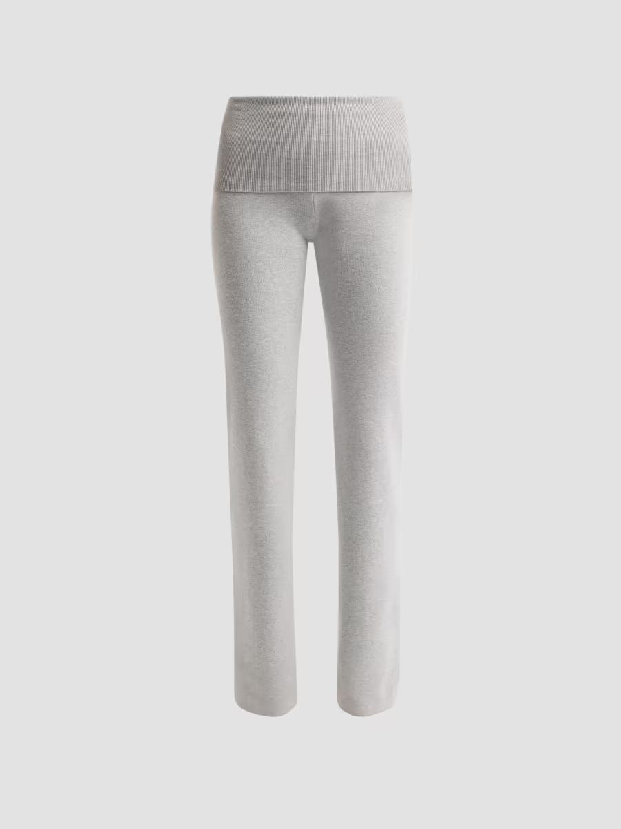 SKIMS Women's Foldover Mid-Weight Knit Pants - Mid Heather Grey - Size Large