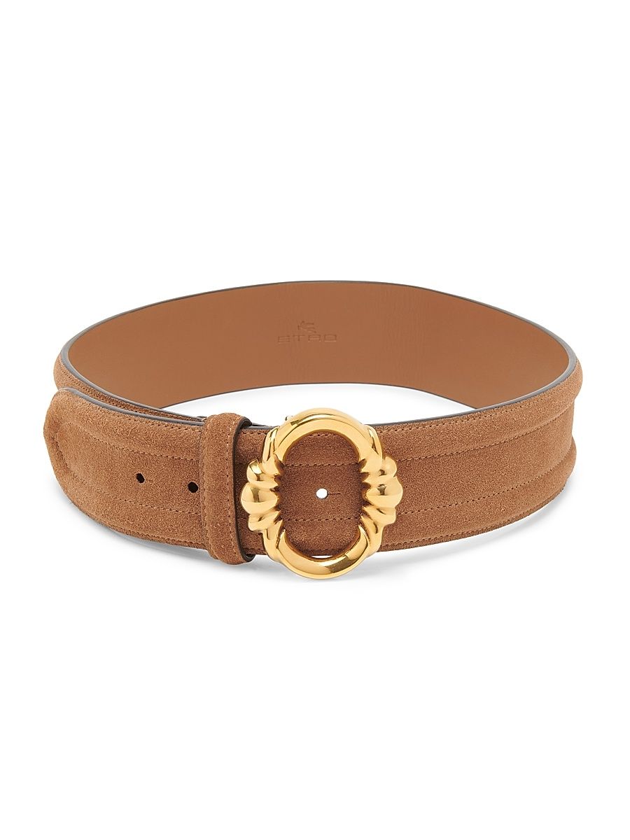 Women's Suede Filligree Buckle Belt - Brown - Size Large