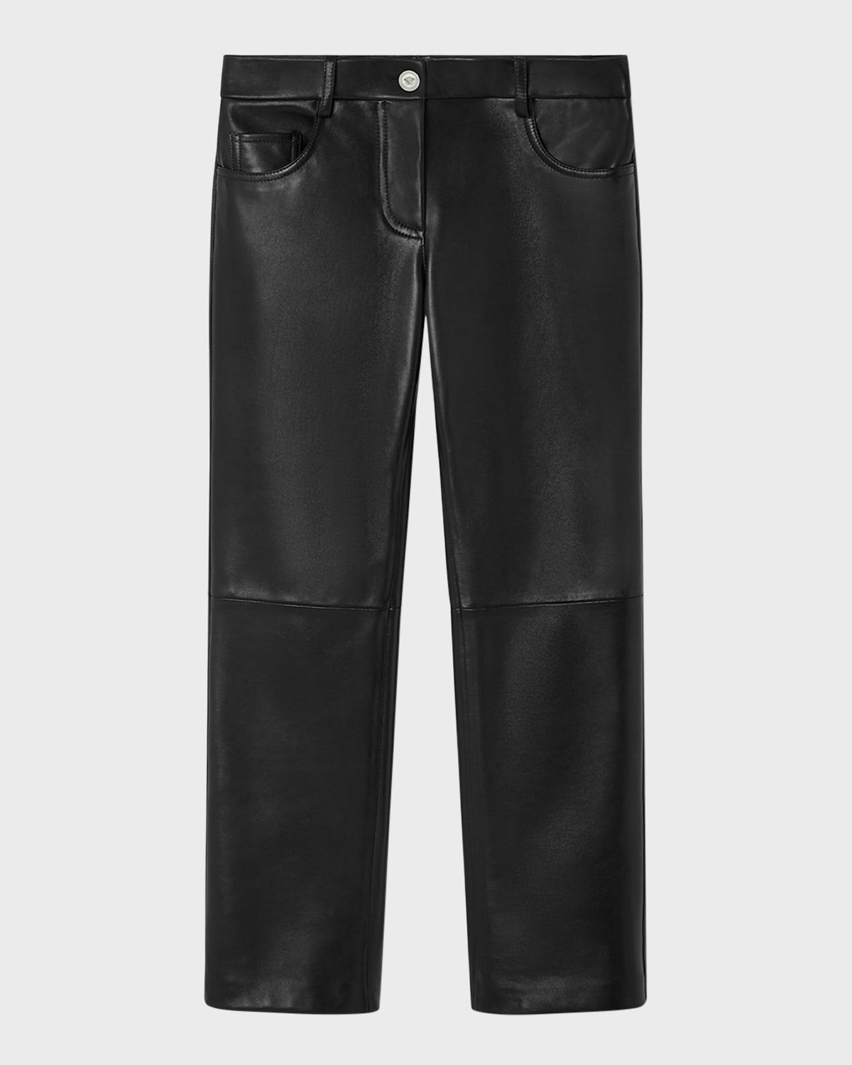 Plonge Leather Straight-Leg Ankle Pants