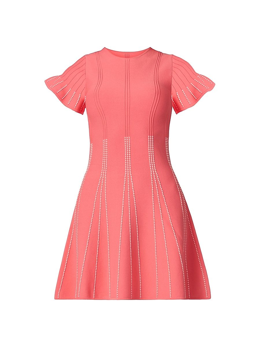 Shoshanna Women's Maddy Rib-Knit A-Line Minidress - Coral White - Size XS
