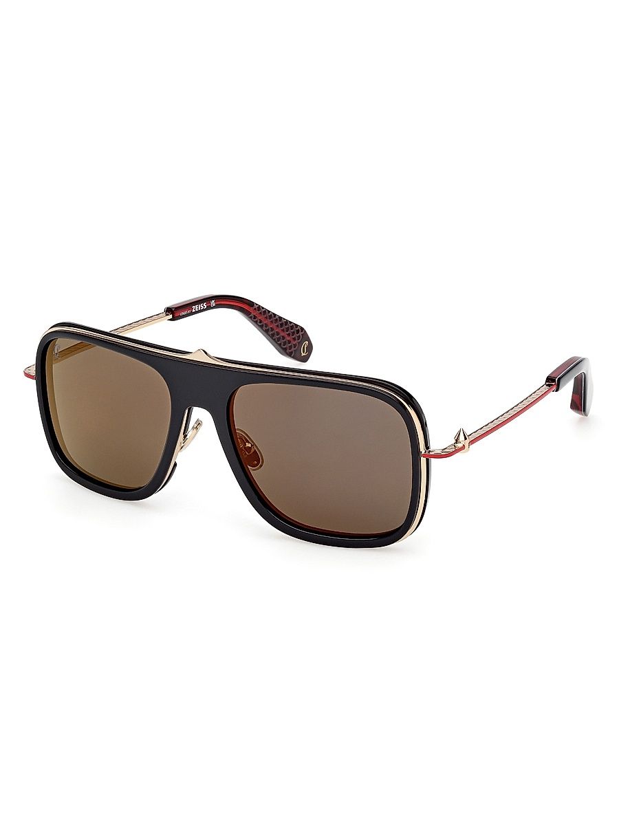 Men's Greggo 62MM Aviator Sunglasses - Black Red Enamel