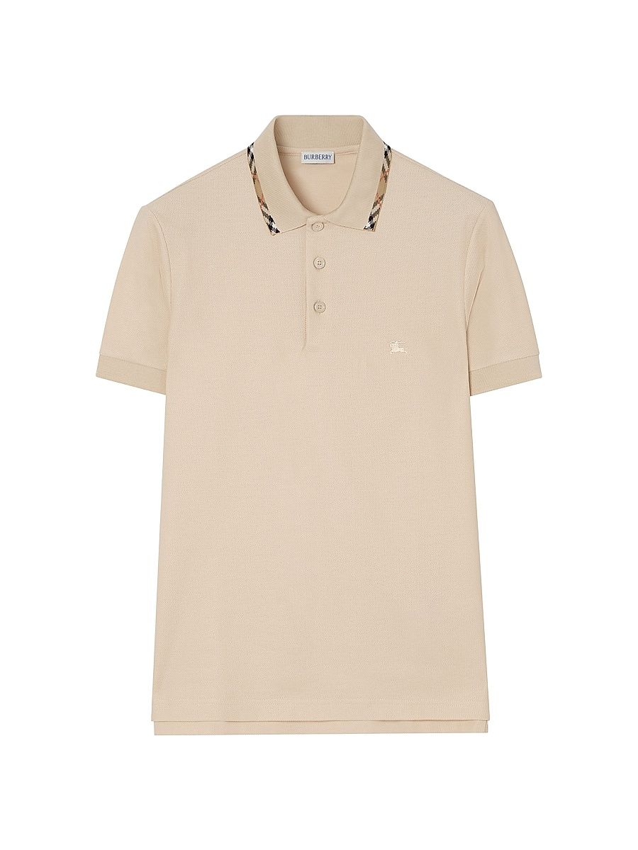 Men's Check-Trim Cotton Polo Shirt - Calico - Size XXL