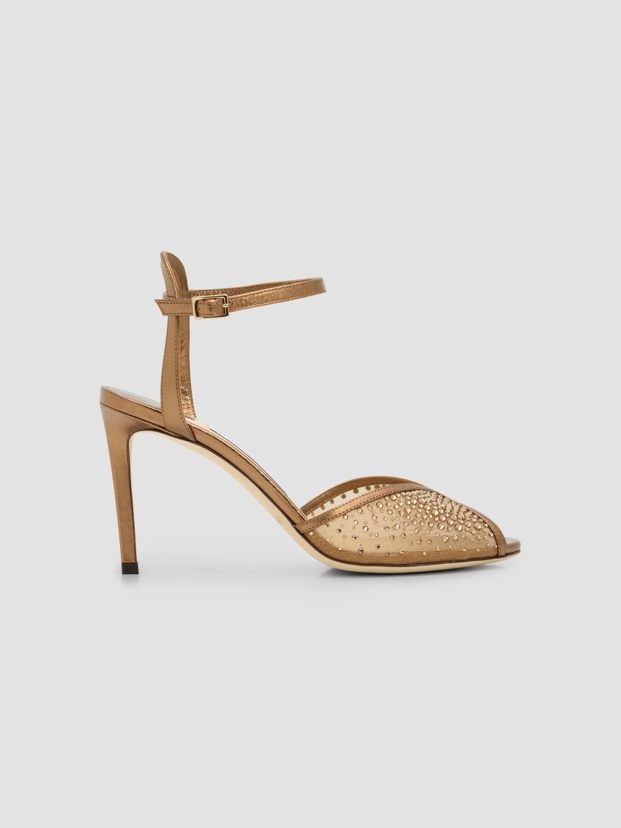 Jimmy Choo Women's Sacora 85MM Dégradé Crystal Sandals - Bronze Soft Gold - Size 11.5