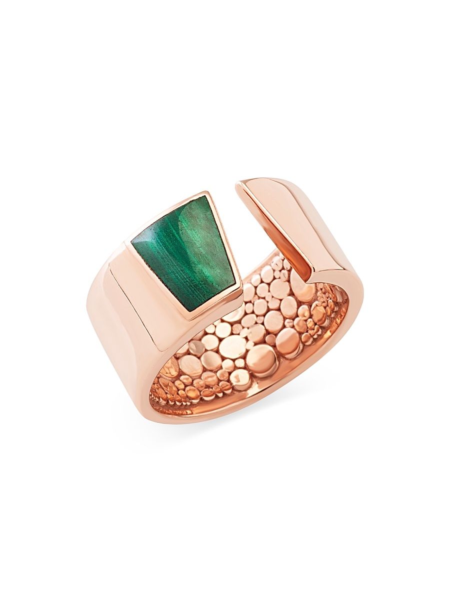 Women's Volumi 18K Rose Gold & Malachite Open-Band Ring - Rose Gold - Size 7