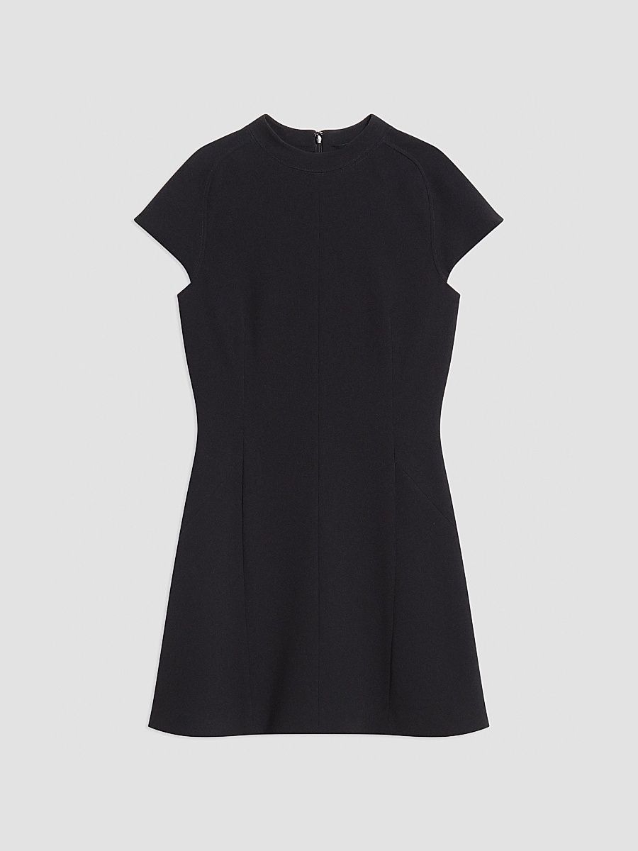 Women's Cap-Sleeve Mock Turtleneck Mini Dress - Black - Size 12