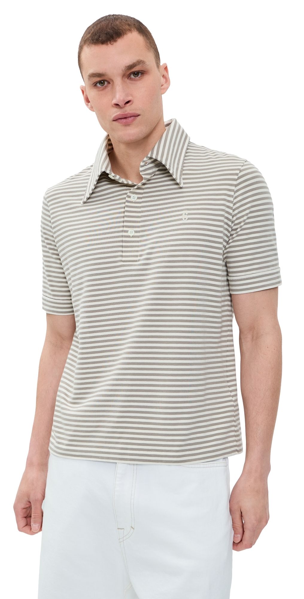 MM6 Maison Margiela Striped Polo Beige/Off White M