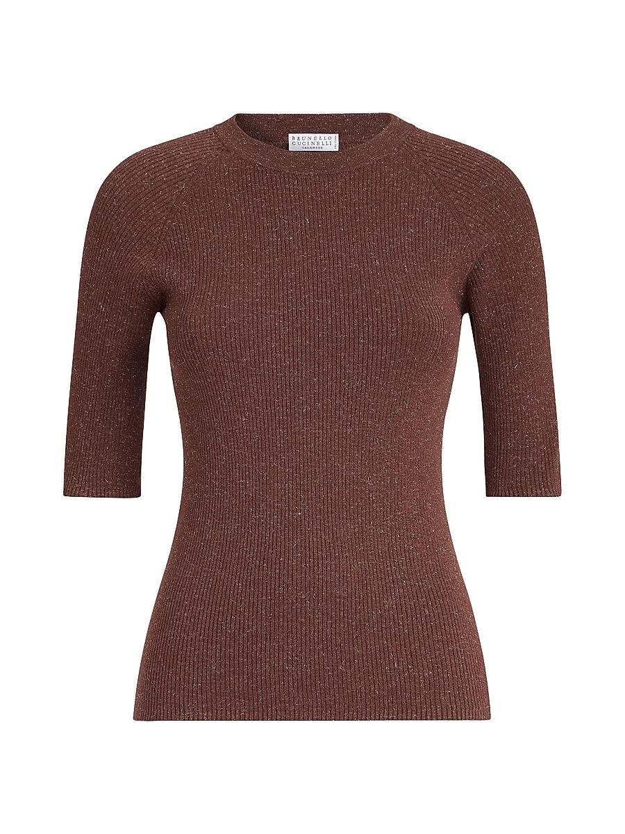 Women's Sparkling Cashmere Lightweight Rib Sweater - Bordeaux - Size XXXL