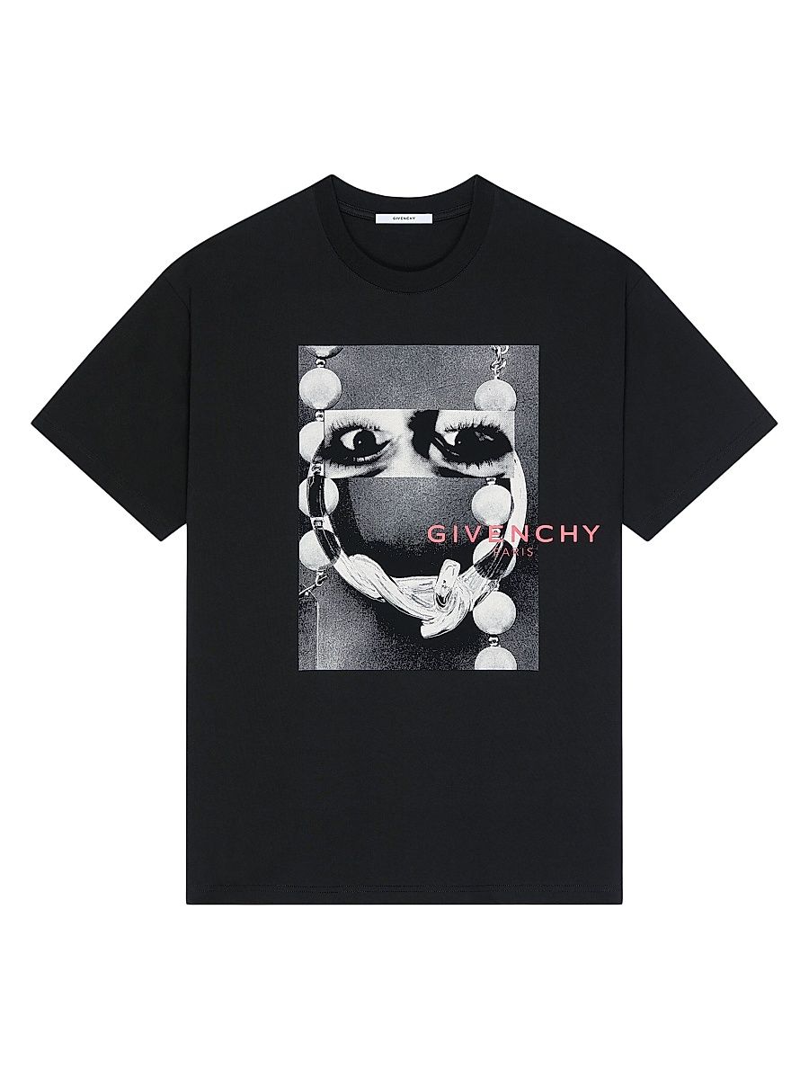 Men's T-Shirt in Cotton with Surrealism Print - Black - Size XXXL