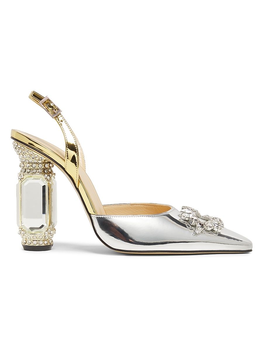Women's Heritage & Heirlooms Aurum 100MM Crystal-Embellished Pumps - Gold Silver - Size 8.5