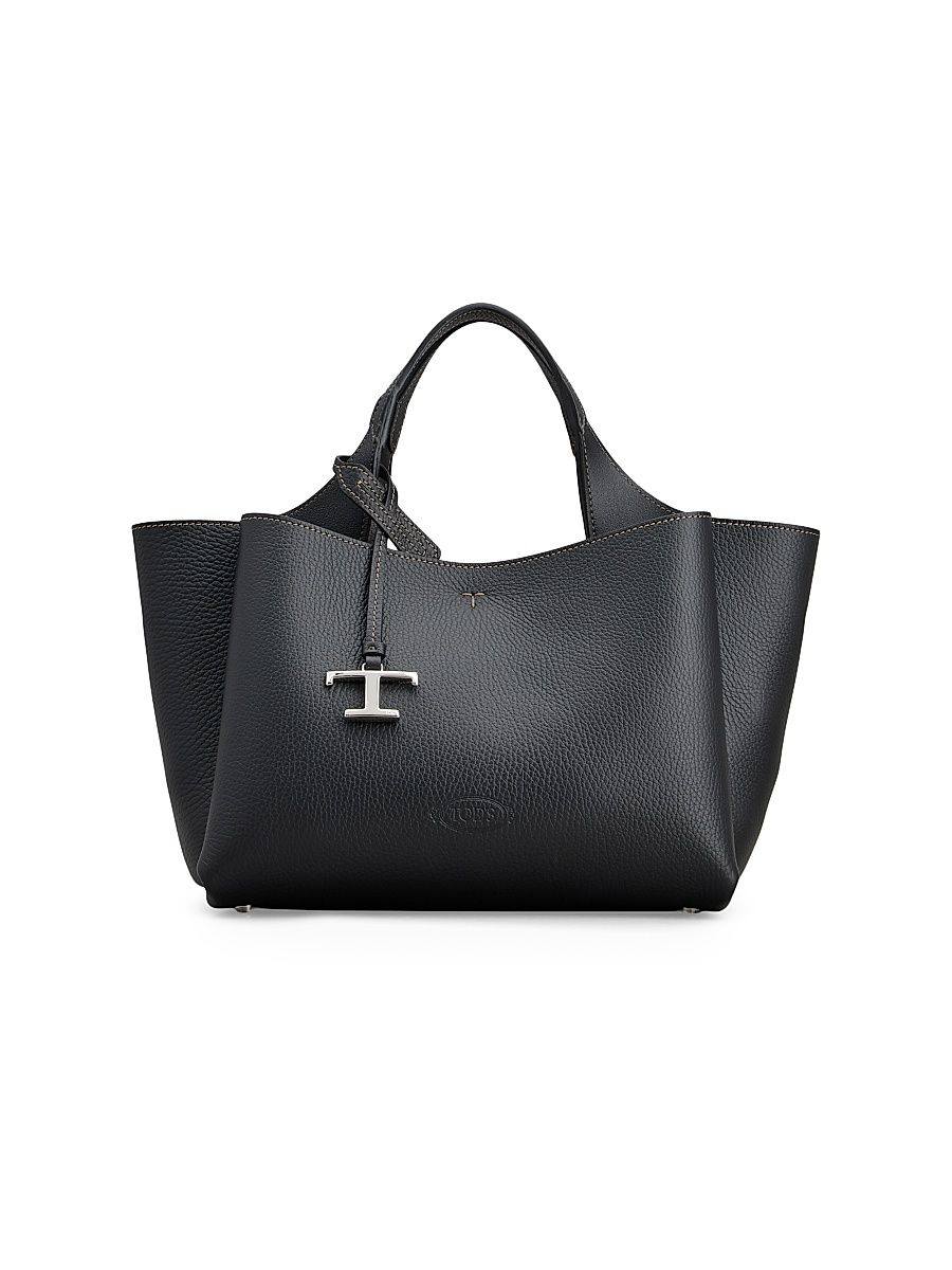 Women's Mini Logo Leather Top Handle Bag - Nero