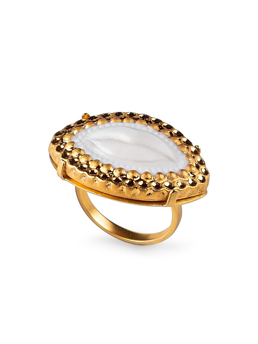 Women's Kiss 18K-Gold-Plated & Porcelain Ring - Size 7