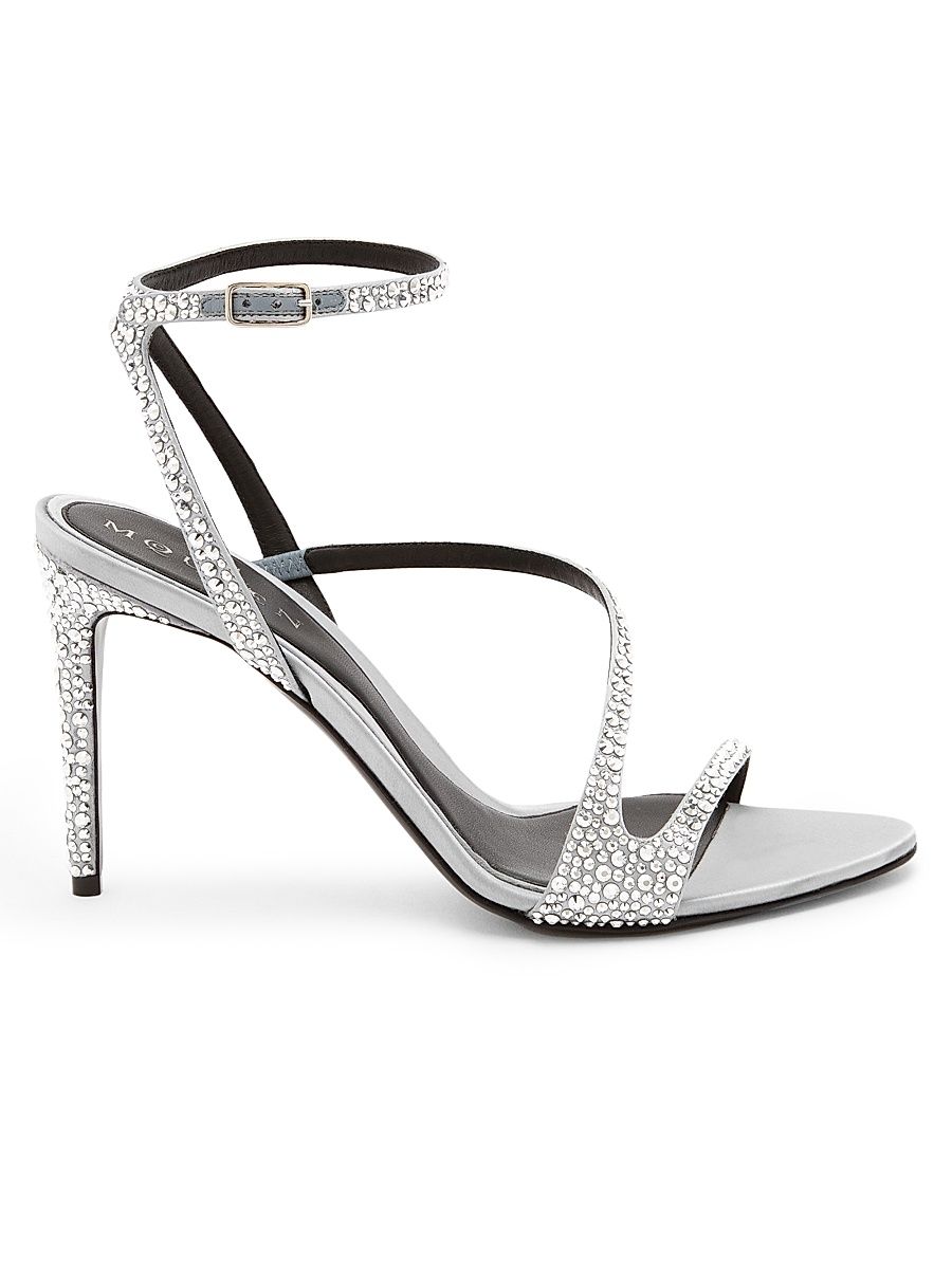 Women's Skull 90MM Embellished Strappy Sandals - Silver - Size 10