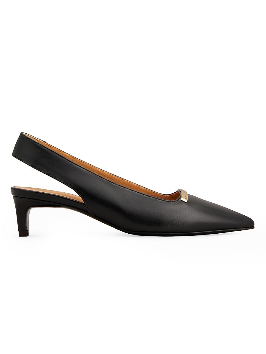Women's Cuoio 40MM Leather Slingback Pumps - Nero - Size 11