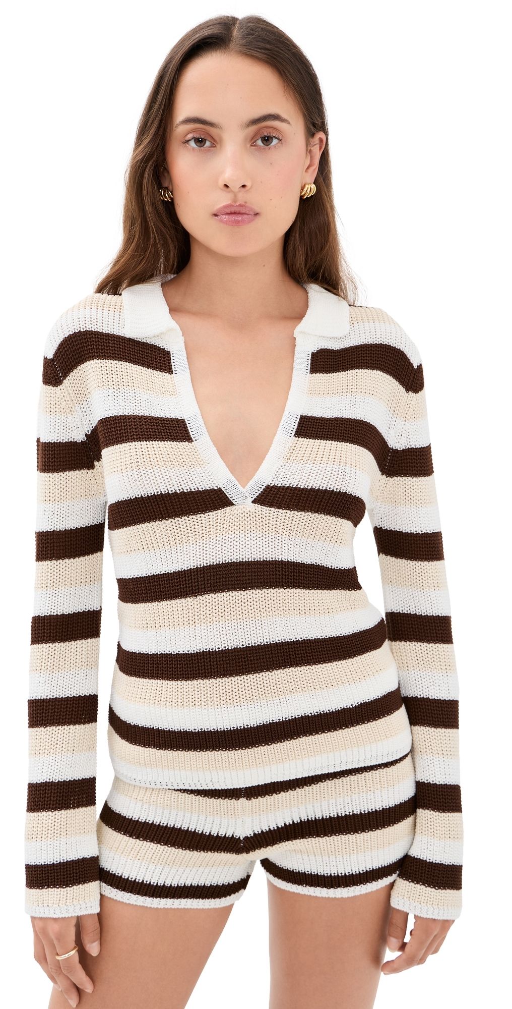 Seven Wonders Benson Knit Top Chocolate/White XL